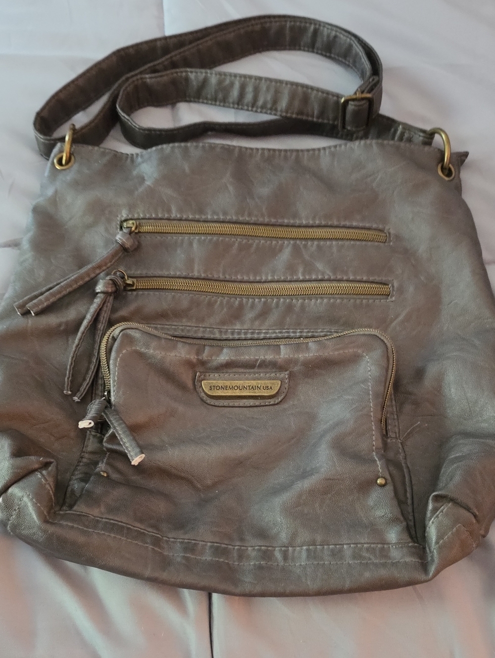 Stone Mountain Accessories Brown Crossbody Bag with Gold Hardware